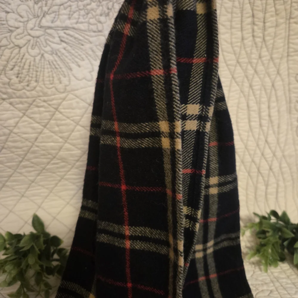 Classic Plaid Winter Scarf Black Tan Red Tartan Acrylic Long Scarf